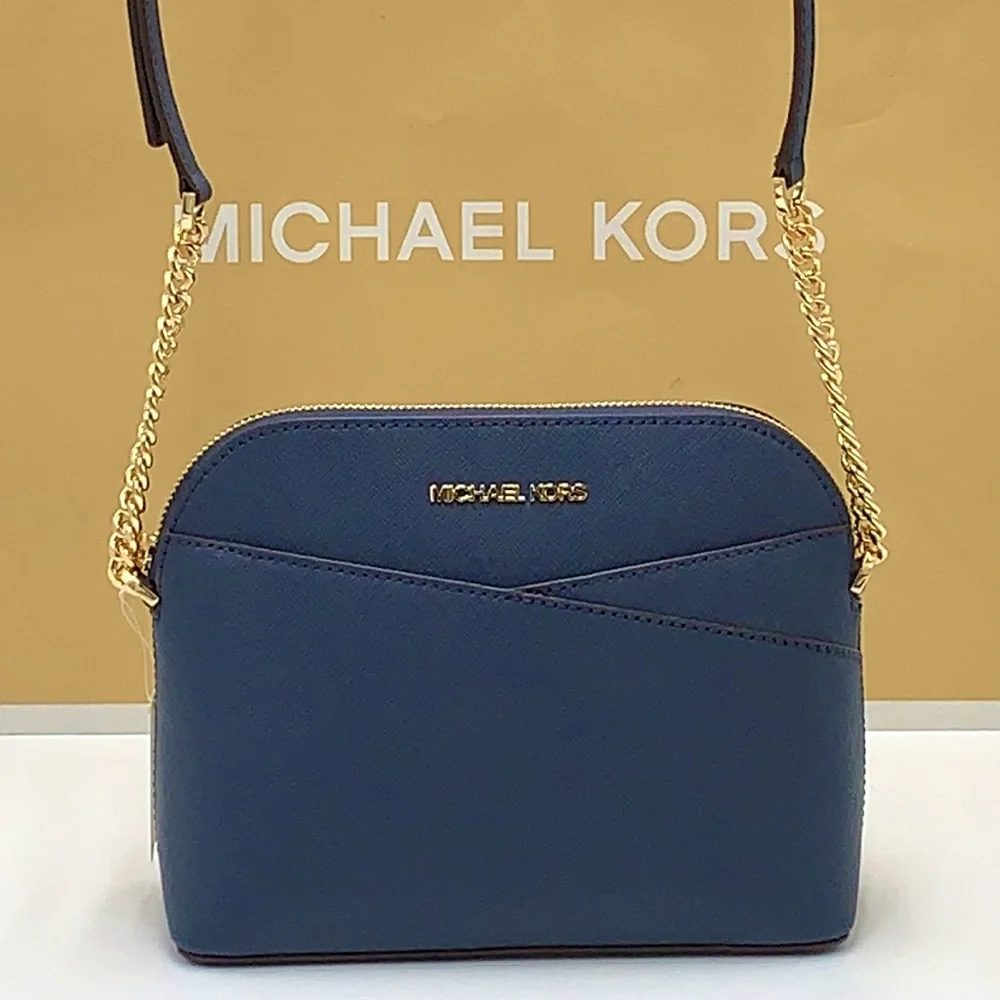 MICHAEL KORS JET SET TRAVEL DOME XCROSS XBODY SAFFIANO LEATHER NAVY COLOR - Picture 9 of 13